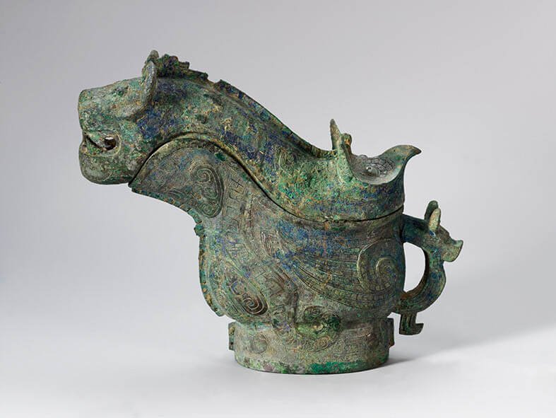 中国古美術・旧蔵青銅酒具・純銅密彫・純手作り・高浮彫・置物・酒器