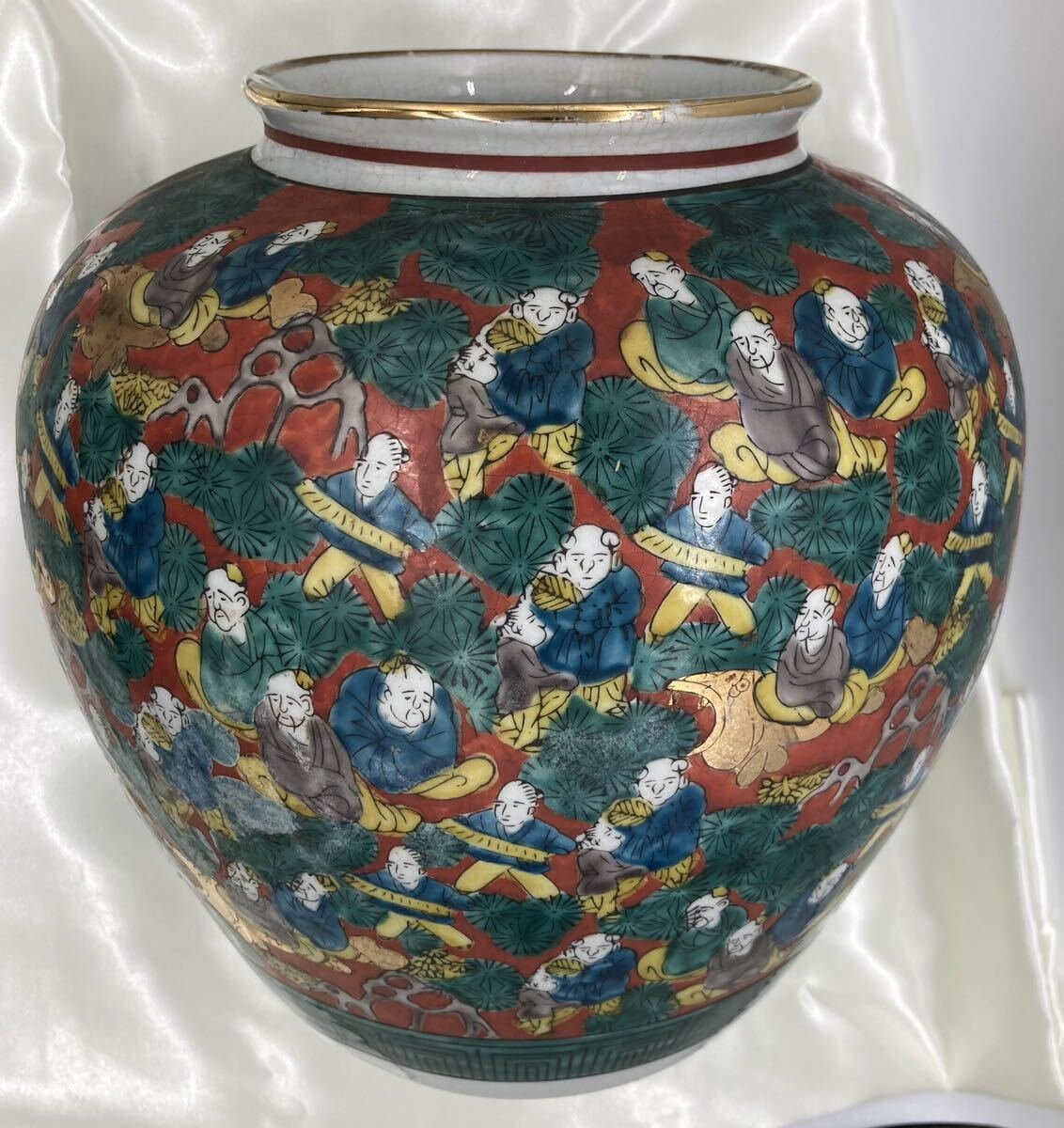 花瓶□青木木米「聾米造」江戸期（徳川時代）古い染付筒花器山郷山水