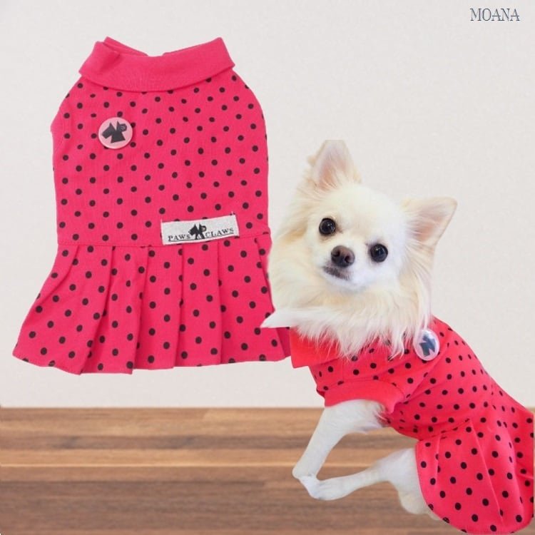 犬服ドット柄ワンピース♪ハンドメイド