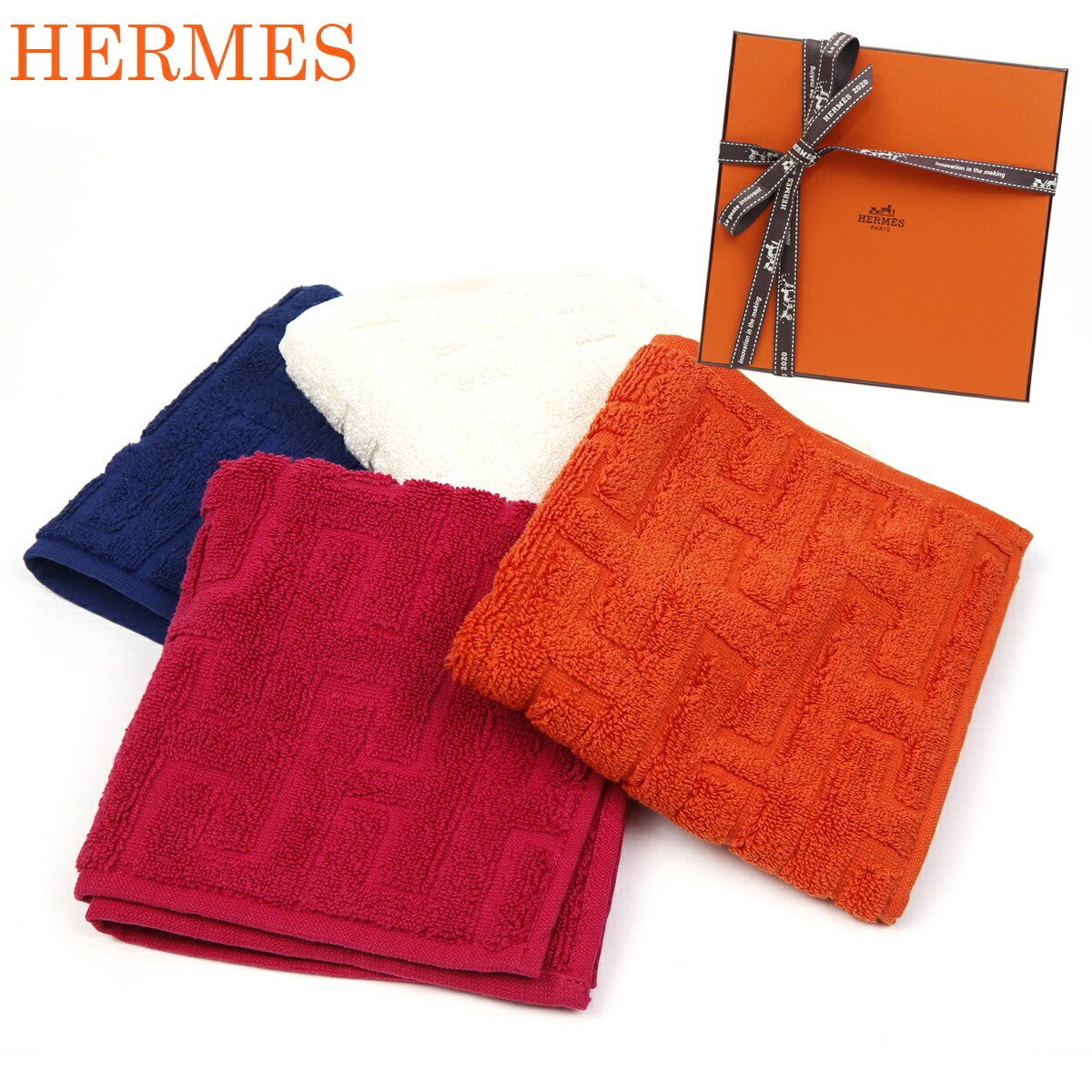 名入れ 刺繍】エルメス HERMES タオルハンカチ カレタオル ステアーズ