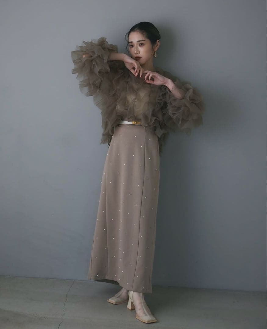 【美品】andrea&co. チュールトップス&スカート(オケージョンドレス) ガール GIRL ノースリーブトップス チュールボリュームスカート